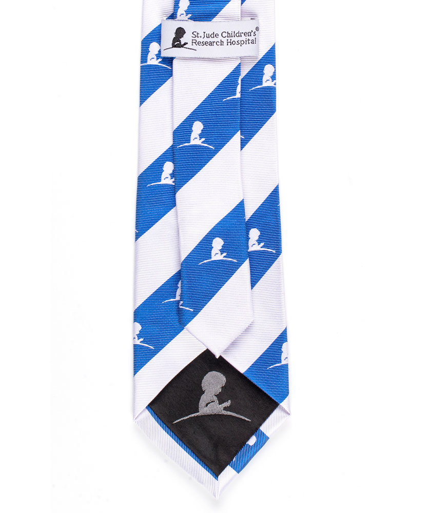 Bold Stripe Regimental Silk Tie - Blue and White